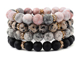 Dalmatian Jasper Beaded Stacking Stretch Bracelet